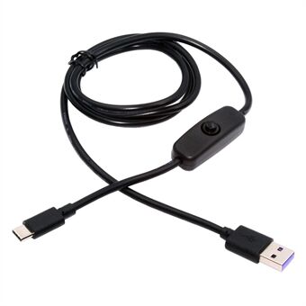 PW-015-TC 1m Type-C Hann til USB-A Hann USB2.0 Kabel med På / Av Strømbryter for DC5V Bordlampe Vifte Kamera