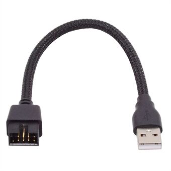 U2-076 Enkel USB 2.0 Hann Type-A til Hovedkort 9Pin 10Pin Hann Header Kabel med Erme 20cm