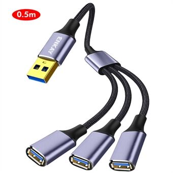 0,5m ENKAY ENK-CB172 USB 2.0 til 3 USB 2.0 Ladekabel OTG Splitter Y Forlengelseskabel - Grå