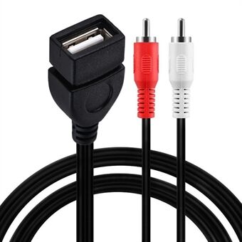 JUNSUNMAY 1,5 m USB 2.0 til 2 RCA hunn til mann video AV-konverter Videokamera lydsplitterkabel