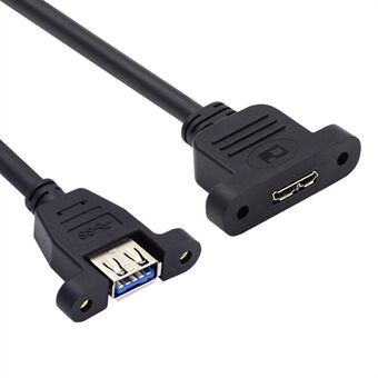 U3-083-AF 50 cm Type-A USB 3.0 hunn til Micro 3.0 Type-B hunn Skrulåstype 5 Gbps forlengelseskabel.