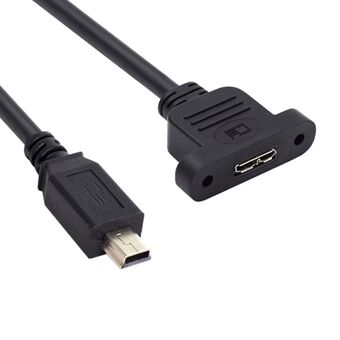 U3-012-MN 50cm Mikro 3.0 Type-B hunn til Mini USB 2.0 5Pin hann 480Mbps Kabel Skrufast Monteringstype Forlengelseskabel