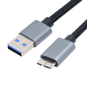 U3-075-MM 0.3m USB 3.0 hann-til-Micro 3.0 B hann Kabel 5 Gbps dataoverføringsomformer for Disk SSD (sølvfarget skall)