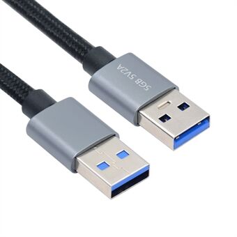 U3-075-AM 0.3m USB 3.0 Hann til Hann-kabel 5Gbps dataoverføring for kameraer, DVD-spiller, harddisk (sølvfarget skall)