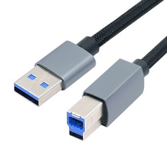 U3-075-BM 0,3m USB 3.0 Type-A hann til Standard 3.0 B hann-kabel med sølvskall, overføringshastighet på 5 Gbps.