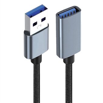 JUNSUNMAY 5m USB 3.0 hank til hunn 2A lading 5Gbps dataoverføringskabel Nylonflettet forlengelsessnor