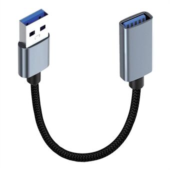 JUNSUNMAY 0.3m USB 3.0 Han til Hun 2A Lading 5Gbps Datakabel Nylon flettet forlengelseskabel