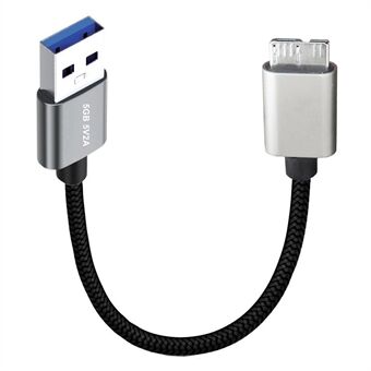 JUNSUNMAY 0,3m USB-A 3.0 hann-til-Micro-B hann Nylonsnor Harddisk Kamera Datakabel