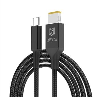 For Lenovo datamaskin 135W Type-C til firkantet strøm ladekabel 1,8m laderkabel