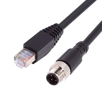 UT-021-1.0M M12 Type-D D-kodet 4Pin Hann til RJ45 Cat5e Hann kabel Lan Ethernet nettverk industrielle applikasjoner IP67 patchkabel