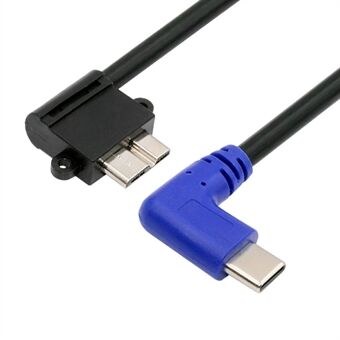 UC-166 30cm USB-C hann-til-Micro-B USB3.0 hann kabel med 90 graders vinkel, egnet for industrielle kameraer.