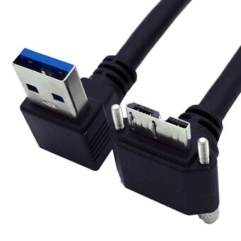 U3-078-DN 90 graders vinkel USB 3.0 A hann til Micro-B 3.0 plugg Vinklet låseskrue panelekabel, 25 cm.