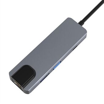 JUNSUNMAY JSM-HUB009 Type-C dokkingstasjon Støtte 100 Mbps Ethernet 6-i-1 USB-C splitteradapter HD 4K HD Video Converter