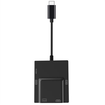 NK-3057HDMI USB-C Hub-adapter til 2xUSB 3.0+HD+Type-C+RJ45-konverter for bærbar PC