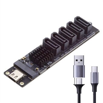 SA-035-TC 10Gbps Type-C til NGFF Key B+M SATA 6Gbps 5 Porter Adapter Konverter, Chip: JMB575+JMS580