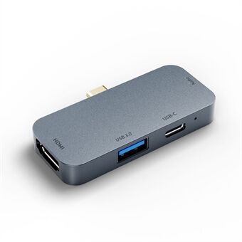 TC041 4-i-1 Type-C-adapter USB C-hub til HD-videoutgang+USB 3.0+PD 60W USB-C-port+3,5 mm lydport