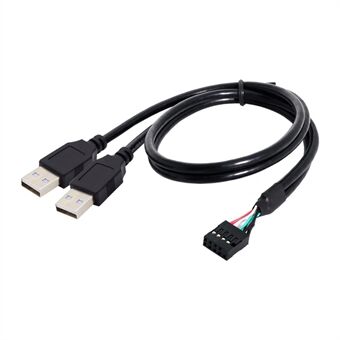 U2-128 50 cm hovedkort 9-pinners hunnhus til dobbel USB 2.0 hann Type-A-kabel