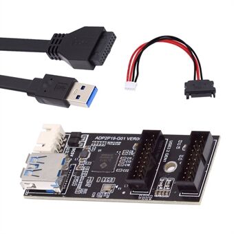 U3-084-AF Enkelt 19 / 20Pin Header til USB 3.0 19 / 20Pin Dual Porter Female PCBA Type Adapter 5Gbps Hovedkortkontakt.