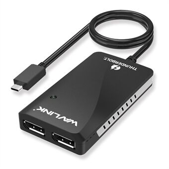 WAVLINK WL-UTA01D Thunderbolt 3 til Dual DisplayPort Adapter Type-C Thunderbolt 3 Splitter Konverter