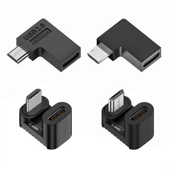 UC-102 4 stk / sett USB2.0 Type C hunn til Micro USB hann strøm- og dataadapter, 90 graders vinkel.