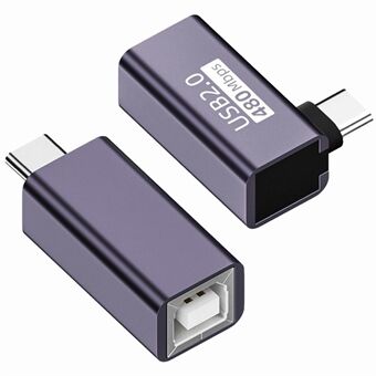 U2-010-CM 2 stykker / sett USB 2.0 B Type Female til Type-C Male Vinklet + Rettforlengelsesadapter for skriver telefon disk.