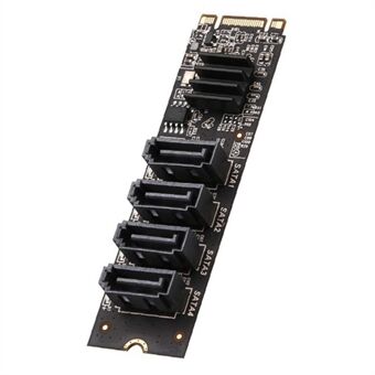 TXB184 Key-M Key-B M.2 NVME Adapterkort PCI-E 3.0 til 4-port SATA3.0 Utvidelseskort.