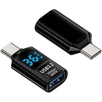 60W 10Gbps Digital Display USB-A til Type-C Adapter Hunn til Hann Mini Omformer