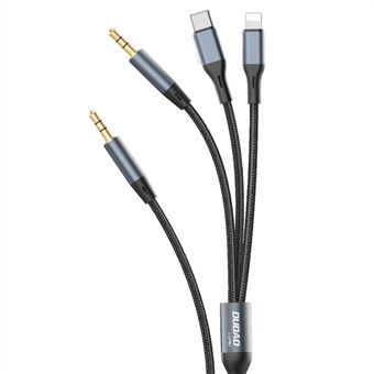 DUDAO L12Pro 3-i-1 Aux-lydkabel 3,5 mm til Type-C / iP / 3,5 mm omformerkabel