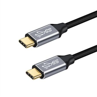 0,5 m 100W PD nylonflettet USB C hann til USB C hann USB 3.1 Gen2 10 Gbps multifunksjons kabel type C