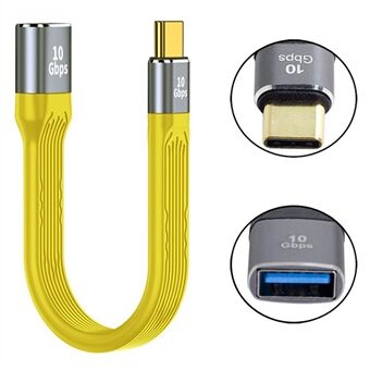 13 cm USB 3.1 Type-C mannlig vert til USB 3.0 type A kvinnelig OTG flat slank FPC 10 Gbps datakabel for bærbar telefon - gul