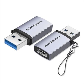 MINDPURE USB 3.2 Gen2 / Type-C Mini Converter OTG Adapter med Anti-Tap Stropp - AD56 / Type