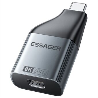 ESSAGER Mini DP til Type-C 8K HD-videoadapter i aluminiumslegering for skjerm HDTV-projektor