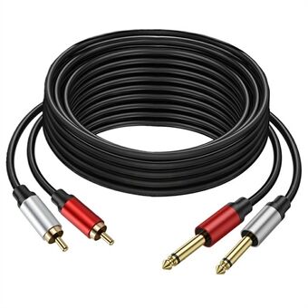 3m Dual 1 / 4 tommers TS til Dual RCA Stereo Audio Kabel 2x 6.35mm TS til RCA Hann Adapter Ledning