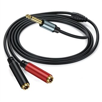 3m 1 / 4 Tommer TS Mono Splitter Y-Kabel 6.35mm Mono Hannplugg til Dobbel 1 / 4 Tommer 6.35mm Hunnkontakt Ledning