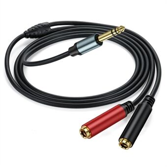 2m 1 / 4 Tommer TRS Stereo Splitter Y-Kabel 6.35mm Stereo Hannplugg til Dobbel 6.35mm Hunnkontakt Kabel