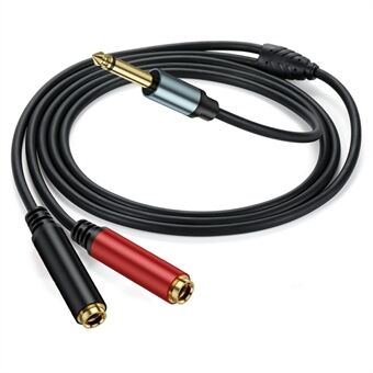 1m 1 / 4 Tommers TS Mono Splitter Y-kabel 6.35mm Mono Hannplugg til Doble 1 / 4 Tommers 6.35mm Hunnkontakter