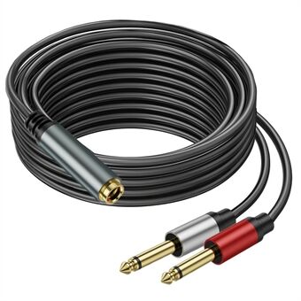 2m 6,35mm TRS Stereo Hunn til Dobbel 6,35mm Hann TS Mono Jack Audio Høyttaler Splitter Kabel