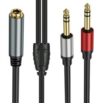 0.3m 6.35mm Female Jack til 2x 1 / 4 Tomme Male Plug Stereo Lydadapter Høyttaler Y Splitter Kabel