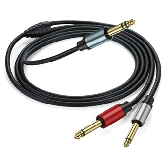 3m 1 / 4 Tommers TRS Stereo Y-Splitter Kabel 6,35mm Hann Jack til Dobbel 6,35mm Hann TS Mono Lydkabel