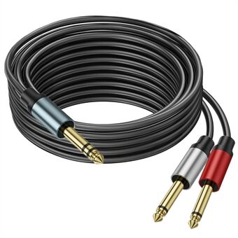 5m 1 / 4 tommers TRS stereo Y-splitter kabel 6.35mm hannplugg til dobbel 6.35mm hann TS mono lydkabel