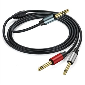 2m 1 / 4 tommers TRS Stereo Y-Splitter kabel 6,35mm hannkontakt til dobbel 6,35mm hannkontakt TS Mono audiokabel