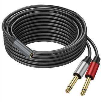 5m 6.35mm Stereo Hunn TRS til Dobbel 1 / 4 Tomme Hann Mono Y Splitter Breakout Kabel Patch Ledning