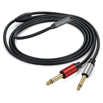 1m 6,35mm Stereo Hunn TRS til Dobbel 1/4 Tomme Hann Mono Y Splitter Breakout-kabel Patch-ledning