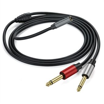 2m 6.35mm Stereo Hunn TRS til Dual 1 / 4 Tommers Hann Mono Y Splitter Breakout Kabel Patch Ledning