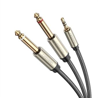 UGREEN 40792 2-meter 3,5 mm 1/8 "hann TRS til 2 x 6,35 mm 1/4" hann TS stereo Y-kabel splitter lydledning for mobiltelefoner / forsterkere / hjemmekino