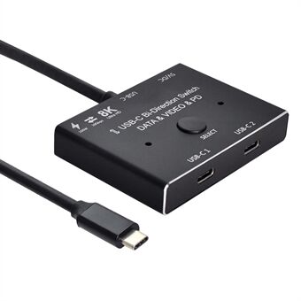 UC-161 0,5 m USB-C Bi-Direction Switch MST 1 til 2 Type-C Hub Adapter Støtte Video 8K / 30 Hz, 10 Gbps Data, PD 100W