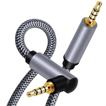 10m 3,5 mm hann til hann HiFi stereolyd Aux-kabel rettvinklet TRRS forlengerkabel Albue flettet ledning