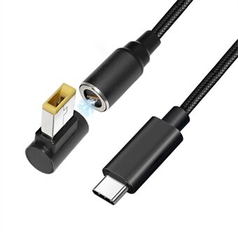 USB-C til firkantet plugg for Lenovo / IBM / ThinkPad bærbar PC, 1,8m PD 100W magnetisk absorpsjon DC-kabel E-Mark Chip Notebook Adapter Hurtiglading