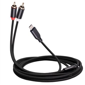 2m Type-C til 2 RCA hann til hann lydkabel for iPhone Sumsung Xiaomi høyttaler hjemmekino-TV (innebygd DAC-brikke)