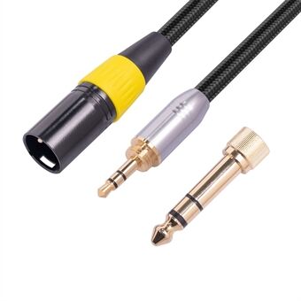 6,35 mm+3,5 mm hann- til XLR 3-pinners omformerkabel for mikrofonmiksekonsollkamera